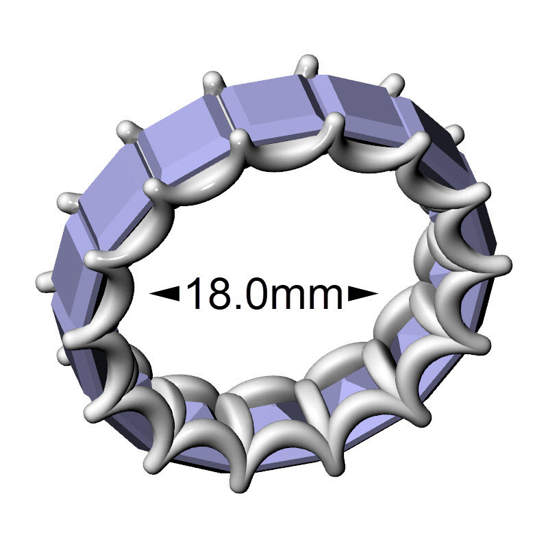 5mm Square Stone Eternity Ring, 18.0 mm