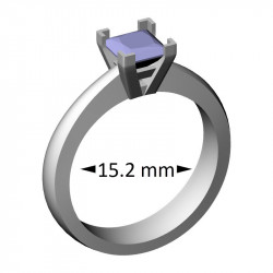 Classic Princess Solitaire Ring, 15.2 mm