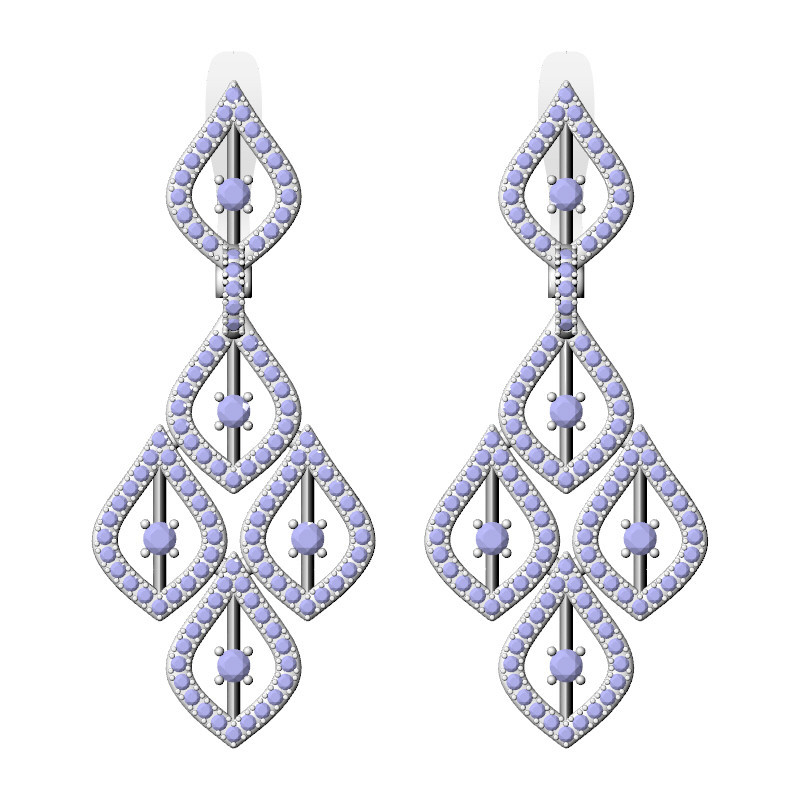 Chandelier Earrings, Pavé Petals