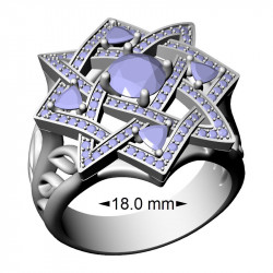 Eight-Point Star Top Ring with Round and Trillion Accents, 18.0 mm