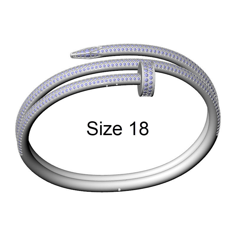 Nail Bracelet, Two Turns, Pavé, Size 18