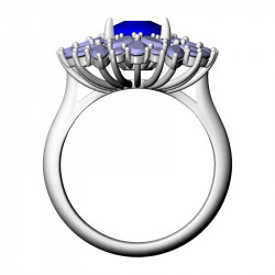 Ring with Oval, Marquises, and Pears, 17.0 mm