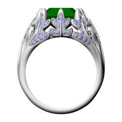 Octagon ring with pave leaves, 17.75 mm