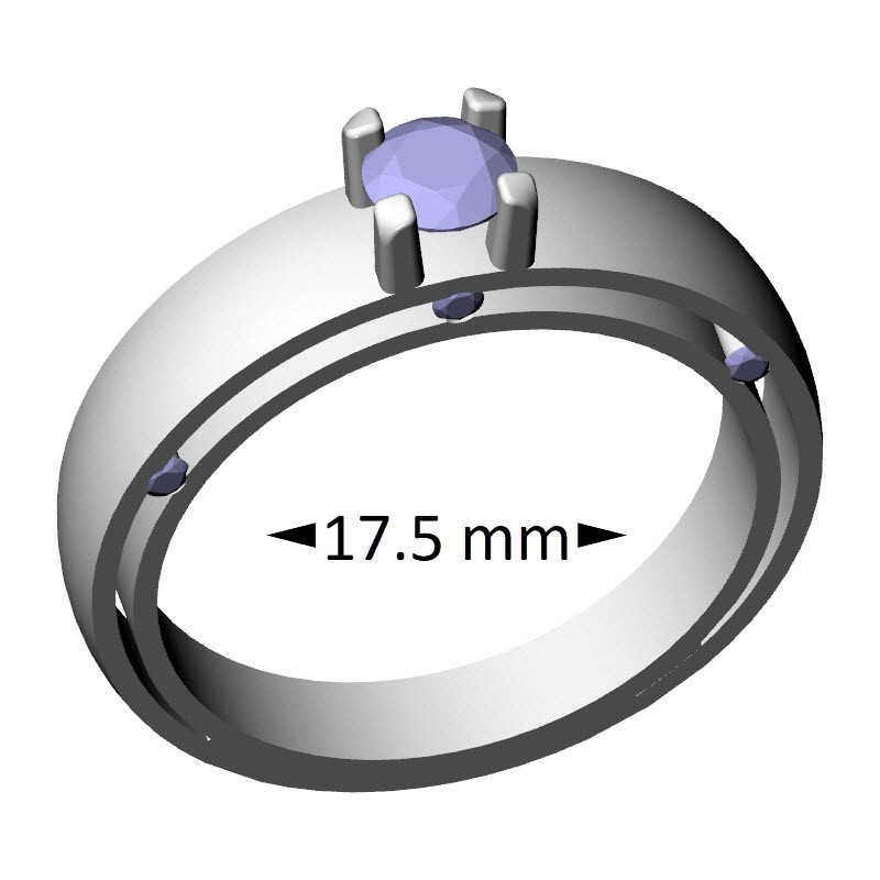 Split Shank Diamond  Ring, Stone 4.4 mm, 17.5 mm