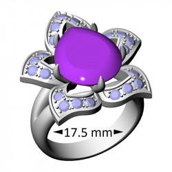 Five Petal Flower and Pear Ring, 17.5 mm