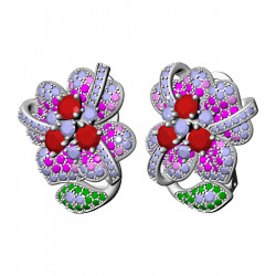 Colored Flower Earrings