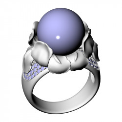 Flower Ring With Pearl, 18.0 mm