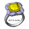 Ring with Cushion and Marquises, 17.5 mm