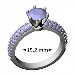 Classic Six-Prong Round Stone and Pave Ring, Stone 5.8, 15.2 mm