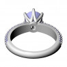 Classic Six-Prong Round Stone and Pave Ring, Stone 5.8, 15.2 mm