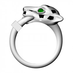 Panther Ring with Enamel, 15.5 mm