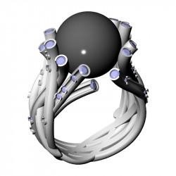 Plant Ring with Pearl, 17.4 mm