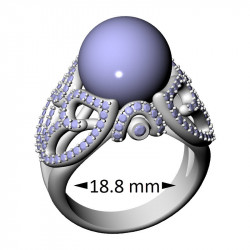 Ethereal Pavé Pearl Ring, 18.8 mm