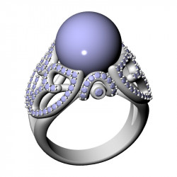 Ethereal Pavé Pearl Ring, 18.8 mm