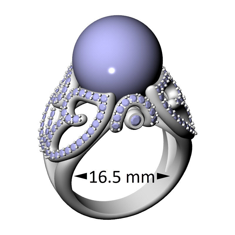 Ethereal Pavé Pearl Ring, 16.5 mm