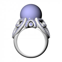 Ethereal Pavé Pearl Ring, 16.5 mm