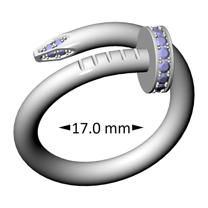 Nail Ring, Accented, 17.0 mm