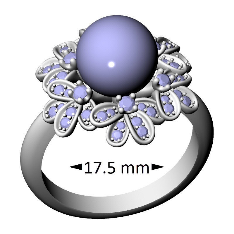 Floral Pearl Ring, 17.5 mm