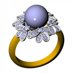 Floral Pearl Ring, 17.5 mm