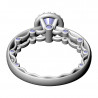 Wavy Shank Round Stone Halo Ring, Stone 4.9 mm, Size 17.0 mm