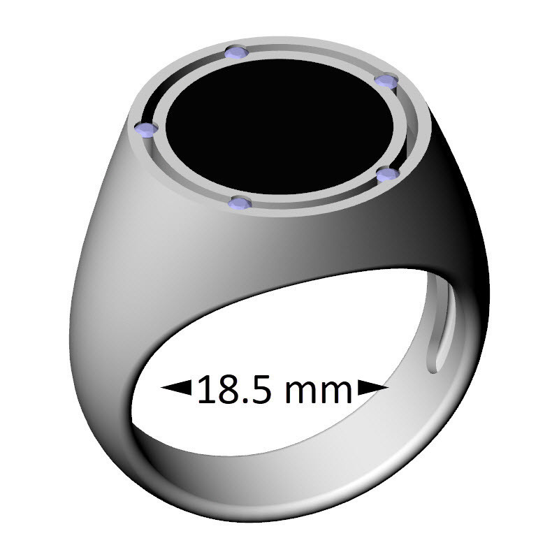 Round Onyx Ring, 18.5 mm